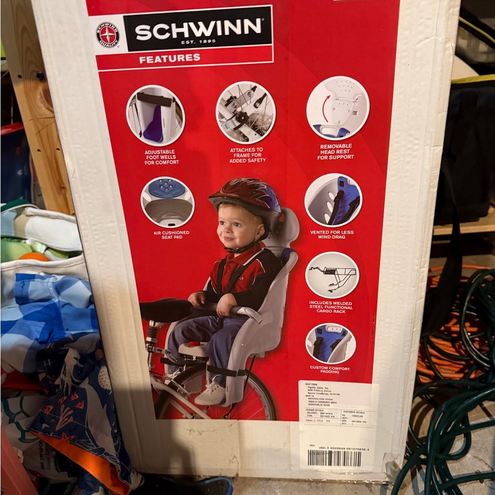 Schwinn Child Bike Seat with Red and Blue Design
